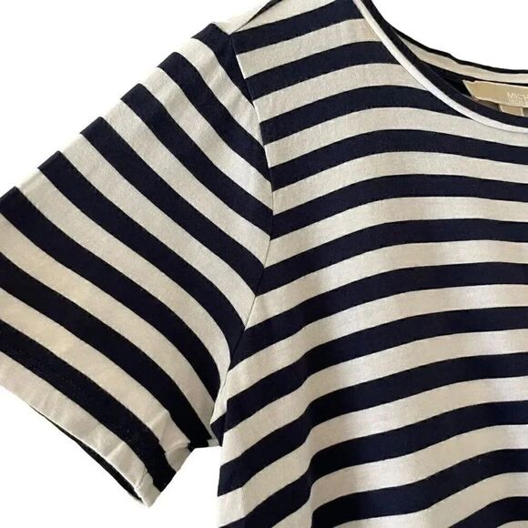 2 for $30 Michael Kors Stripes Front Knot Short Sleeves Soft High Low L # 1373 - Picture 4 of 12